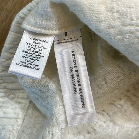 Lou & Grey Cream Textured Shirt Dress Short Sleeve Quilted Women's Small S - Picture 9 of 14